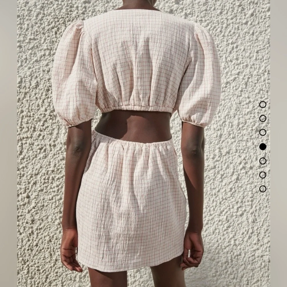 Zara Cut Out Linen Blend Dress Size M - Picture 2 of 11